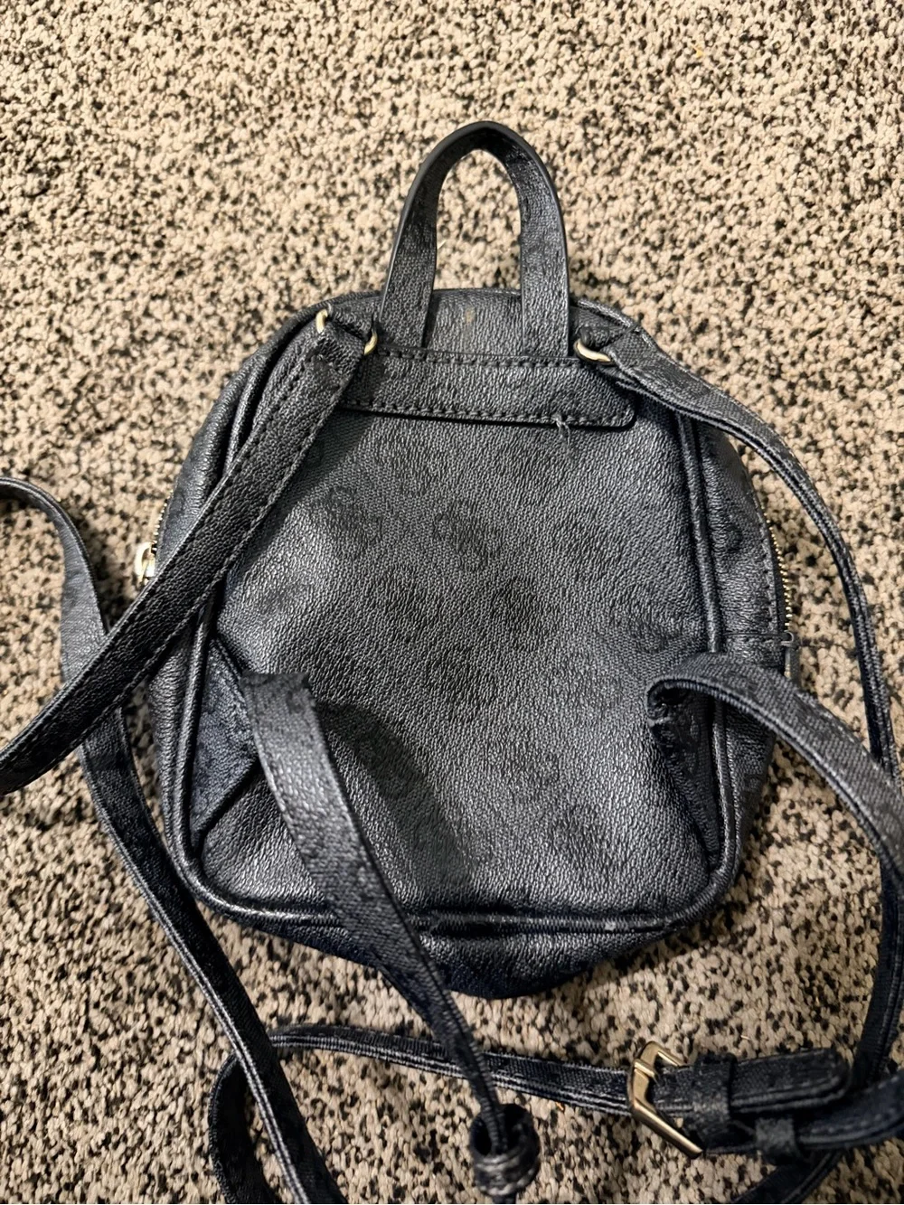 GUESS Black Mini Logo Backpack with Gold Hardware